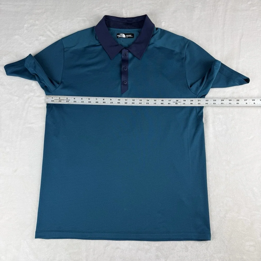 The North‎ Face Performance Polo Shirt Mens L Teal Blue Short Sleeve Athletic